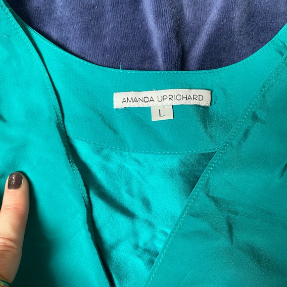 Make Offers - Amanda Uprichard Teal Silk Dress size Large 🩵 - Picture 7 of 9